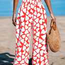 LOTUCY Women's Casual Pants Elastic High Waist Drawstring Graphic Print Palazzo Wide Leg Loose Pants