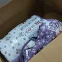 Anibedding 3Pieces Floral Patchwork Quilts King Size, Purple Flower Plaid Bedspreads with Double Pillowcases for All Season