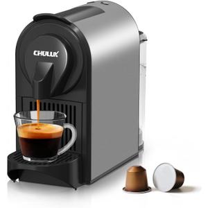 CHULUX Compact Espresso Machine, 20 Bar Single Serve Coffee Maker, Dual Brew Sizes for Espresso and Lungo, 1400W Rapid Brewing, Mystic Gray (Upgrade Model)