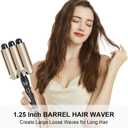Hair Waver 1 1/4 Inch Crimper for Large Loose Waves, AIMERVO 3 Barrel Curling Iron 1.25", 15 Heat Settings 170-450F for All Hair Types, Ceramic Jumbo Curling Wand, Dual Voltage, for Mid to Long Hair