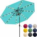 10FT Solar Patio Umbrella with Lights, Outdoor Table Market Umbrella with 32 LED Lights, 8 Sturdy Ribs, Push Button Tilt and Crank for Pool, Deck and Garden, UV-Resistant