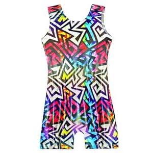 Domusgo Gymnastics Leotards for Girls Sparkly One Piece Sleeveless Tumbling Rainbow Gyre Unitards Size 3t 4t