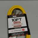 Iron Forge Cable 10 Foot Lighted Outdoor Extension Cord - 12/3 SJTW Heavy Duty Yellow Extension Cable with 3 Prong 15 AMP Grounded Plug for Safety