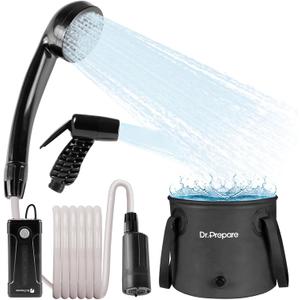 DR.PREPARE Portable Shower for Camping, Camping Shower with 4.5 Gallons Foldable Bucket, USB Rechargeable Battery, 2 Shower Heads, Outdoor Camp Showers for Hiking, Travel, Climbing, Pet Cleaning DR.PREPARE Portable Shower for Camping, Camping Shower with 4.5 Gallons Foldable Bucket, USB Rechargeable Battery, 2 Shower Heads, Outdoor Camp Showers for Hiking, Travel, Climbing, Pet Cleaning