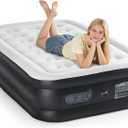 NEWBULIG 18 Inch Twin Air Mattress with Built-in High Capacity Pump - Inflatable Air Bed for Home, Camping & Guest, Double Height, Non-Slip Bottom, Portable Blow Up Mattress 660 lbs Weight Capacity (Black)
