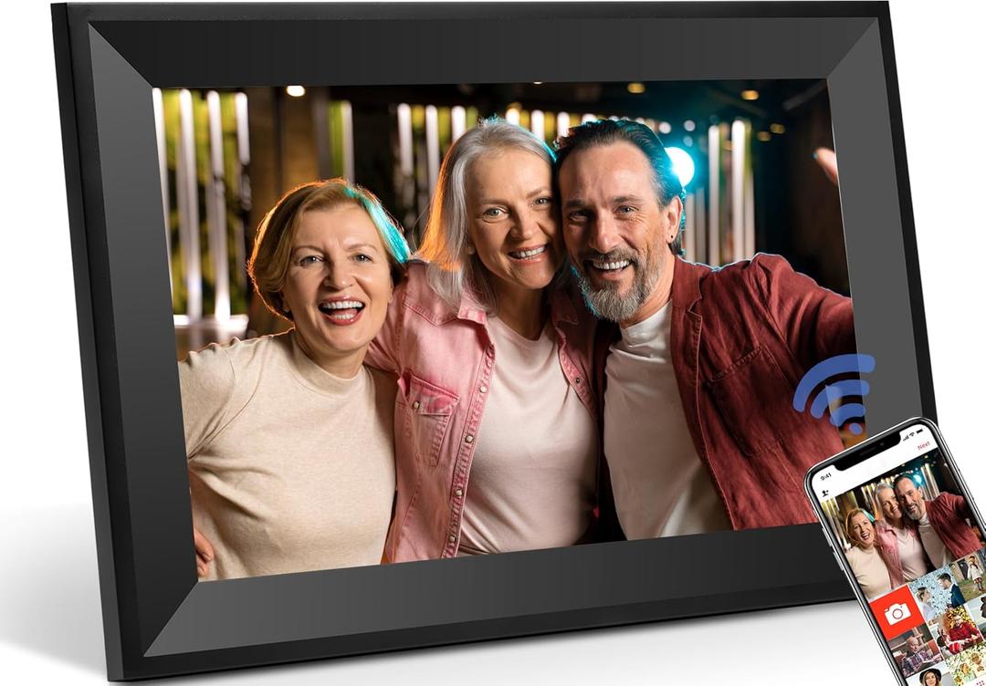 Uhale Digital Picture Frame 10.1 inch IPS Touch Screen Digital Photo Frame WiFi EnabledWall MountableAuto-Rotate Send Best Wishes via Uhale App-for FamiliesFriends or Grandparents Gift (Black)