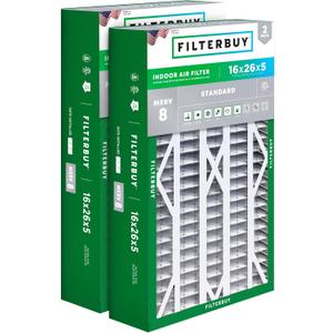 Filterbuy 16x26x5 Air Filter MERV 8 Dust & Allergy Defense (2-Pack)