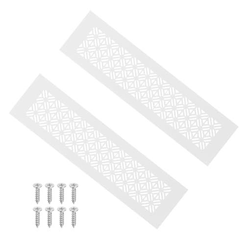 PATIKIL 12 x 3 Inch Door Air Vent Cover, 2 Pcs Heavy Duty Aluminum Grille Ventilation Cover Louvered with Mounting Screws for Cabinet Wardrobe Door, White