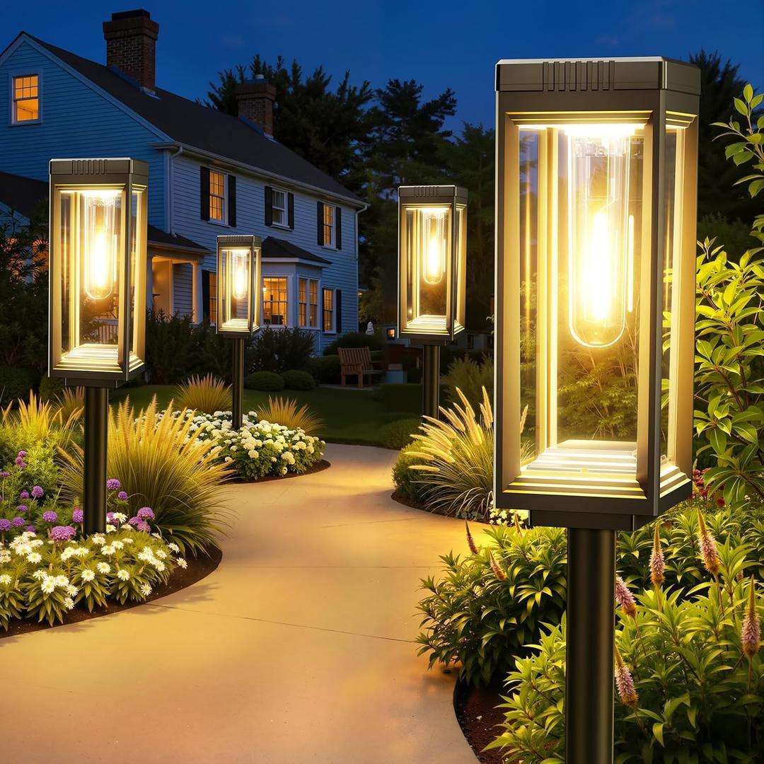 WdtPro Bright Solar Pathway Lights Outdoor, 8 Pack Solar Powered Garden Lights Waterproof, Auto On/Off, Up to 15 Hrs Outdoor Light for Pathway Yard Walkway Driveway Patio Decor Landscape (Warm White)