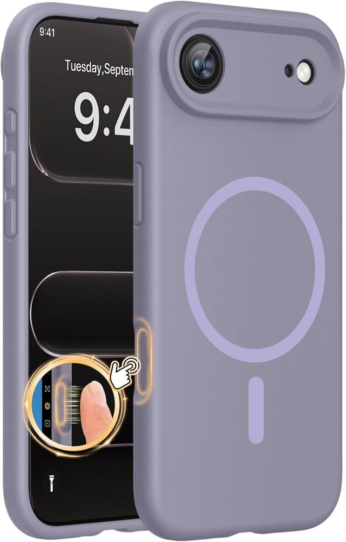 Miracase Magnetic for iPhone Air Case, Compatible with MagSafe, Integrated Silicone Camera Control Cover, 3.0mm Thicken Shockproof Drop Protection Phone Case for 17 Air,Lavender Gray