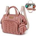 FHELAD Small Diaper Bag Backpack, Toddler Diaper Bags Waterproof Multi-Function Newborn Baby Stylish Mini Tote Maternity Bags (Pink with Pacifier Case)