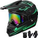 Yesmotor Youth Kids Motocross Helmet Motorcycle Dirt Bike Off-Road Mountain Bike BMX MX ATV Helmet with(Gloves Goggles Mask) 4Pcs Set - DOT Approved(Green,S)