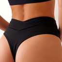 Women's Sexy High Waisted Thong V Cut Bikini Bottom Cheeky Brazilian Swimsuit Bottom