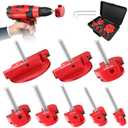 8-Piece Pipe Reamer Set with 2 Carbide Square Cutting Blades Sizes: 1/2, 3/4, 1, 1-1/4, 1-1/2, 2, 3, 4 Aluminum Cutting Head For PVC, CPVC, or ABS Piping (Red) (PVC)