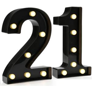 Pooqla 21st Birthday Decorations for Her Him, Light Up Number 21 for Party Table Decorations, 21st Birthday Gift for Women Men, Backdrop Wall Decor for 21st Wedding Anniversary Decoration (8.86 in)