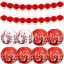 28 Pcs Japanese Lantern Hibachi Party Decorations Chinese Paper Decor Includes 6 Red, 2 White, and 20 11.8 Inch Small Lantern Plum Blossom for Chinese New Year