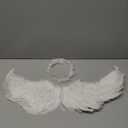 Angel Wings, Feather Angel Wings and Halo, Angel Wings Costume for Adult Kids Women Girls Halloween (White)