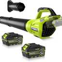 PULITUO Leaf Blower Cordless, 500CFM/ 125MPH Lightweight Cordless Blower with 2X 4.0 Batteries and Fast Charger, Variable Speed Battery Leaf Blowers for Lawn Care, Leaves, Grass, Patio, Yard