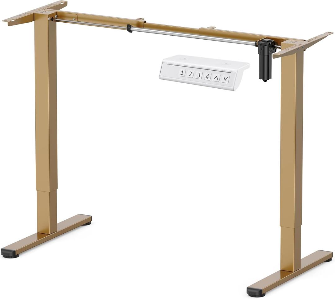 ErGear Electric Stand up Desk Frame,4 Memory Height Settings Height Adjustable Table Legs, Sit Stand Desk Frame Up to 47.2", Ergonomic Standing Desk Base Workstation, Gold Frame Only