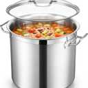 E-far 24 Quart Tri-Ply Stock Pot with Lid, Stainless Steel Cooking Pot
