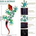 23.8" Solar LED Light Metal Gecko Wall Decor, Lizard Sculpture for Garden, 23.8"L x 11.4"W, Pack Of 1