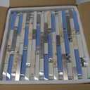 Blujellyfish Beach Style Tile Real Seashell Inside Blue Cream White Brushed Steel Art Mosaic Kitchen Backsplash Bath Decor (Pack of 5 Sheets)