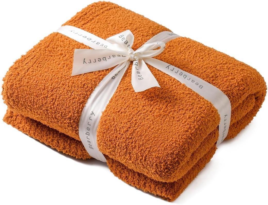 bearberry Super Soft Fall Throw Blanket Lightweight Cozy Warm Throw Blankets for Couch Bed Sofa All Season (Caramel, 50x60)