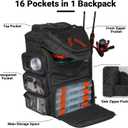kokkoya 40L Fishing Tackle Backpack with 2 Rod Holders Two-Tier Storage