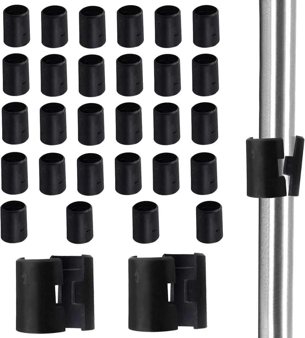 50pack 7/8 Inch Wire Shelving Shelf Lock Clips, Plastic Shelving Clips Replacement Black Sleeve Shelf Clips for Less Than 7/8 Inch Pole Post Wood Metal Pole (25 Pair)