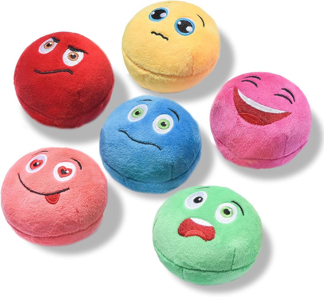 SCHITEC Squeaky Dog Toys, [6 Pack] Soft Stuffed Plush Balls with Squeakers, Interactive Fetch Play for Puppy Small Pets, Small 2.6"