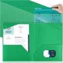 Henoyso 100 Pcs Plastic Folders with Clear Front Pockets Bulk Heavy Duty File Folders with 2 Pockets and Card Slot for Student Teacher Back to School Supplies Office Presentation (Green)