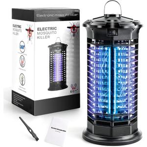 Electric Bug Zapper IndoorOutdoor, 1000V High-Efficiency Mosquito Killer with Replaceable Purple UVA Bulbs, Fly Zapper Killer Detachable Collecting Tray for Home Patio Backyard