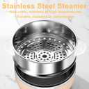 Dezin Hot Pot Electric with Steamer Upgraded, Non-Stick Saut Pan, Rapid Noodles Electric Pot, 1.5L Mini Pot for Steak, Egg, Fried Rice, Ramen, Oatmeal, Soup with Power Adjustment