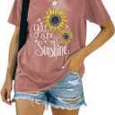 Women You are My Sunshine T-Shirt (Medium, Rosy)
