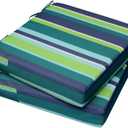 AAAAAcessories Outdoor Seat Cushions for Chairs, Waterproof, Fade-Resistant, 20" x 18" x 3", Patio Furniture Replacement Cushions, Set of 2, Stormy Teal Coastal Stripe