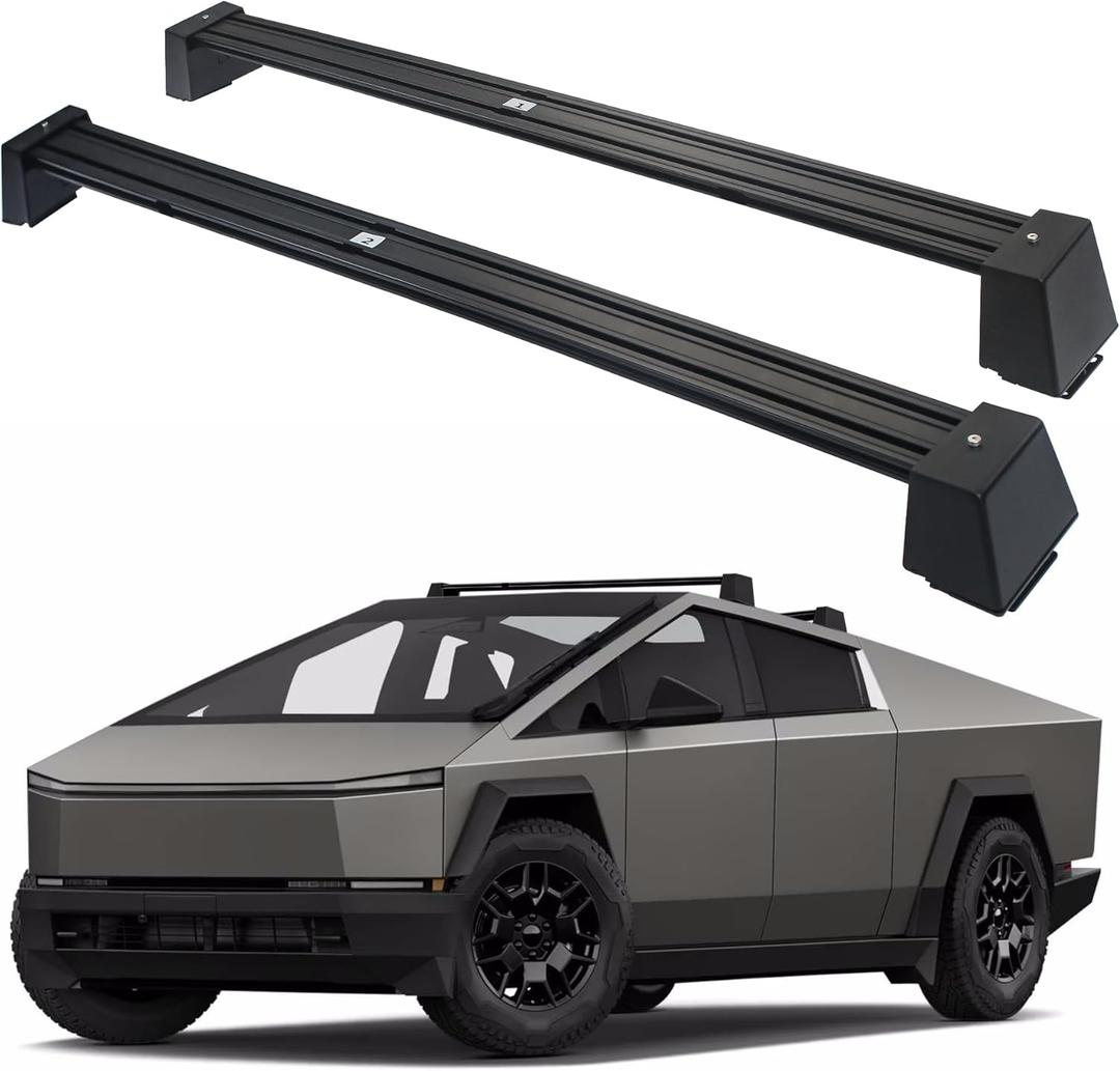 Super Heavy-Duty Roof Rack Crossbars Upgration for Tesla Cybertruck Specific fit Factory Mouting Points Aluminum Body Loading Weight at 550lbs MAX (Sold as 2pcs)
