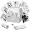 PRT Sticker Printer, Mini Thermal Printer Bluetooth Portable Sticker Maker with 1 Roll Paper, Print Pod, for Study Notes, Pictures, Labels, DIY, Multiple Templates for Phones & Tablets (White)