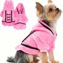 Dog Sweaters for Small Dogs Girl Puppy Sweater Dress Winter Fleece Warm Puppy Sweater with Leash Hole Cute Pink Doggie Clothes Bowtie Chihuahua Sweaters Pet Hoodie Cold Weather Dogs Oufit (Small)