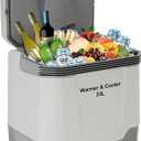 35 QT (33 L) Electric Cooler & Warmer, Portable Car Refrigerator With Automatic Locking Handle, 12V Car Cooler for Vehicle & Trucks, 110V AC Home Power Cord, Plug In Coolers, Grey