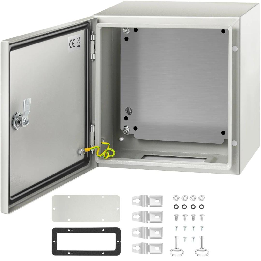 Outdoor Electrical Box 12 x 12 x 8''D NEMA 4X Enclosure Steel Box, Waterproof & Dustproof Outdoor/Indoor Lockable Electrical Junction Box, with Mounting Plate