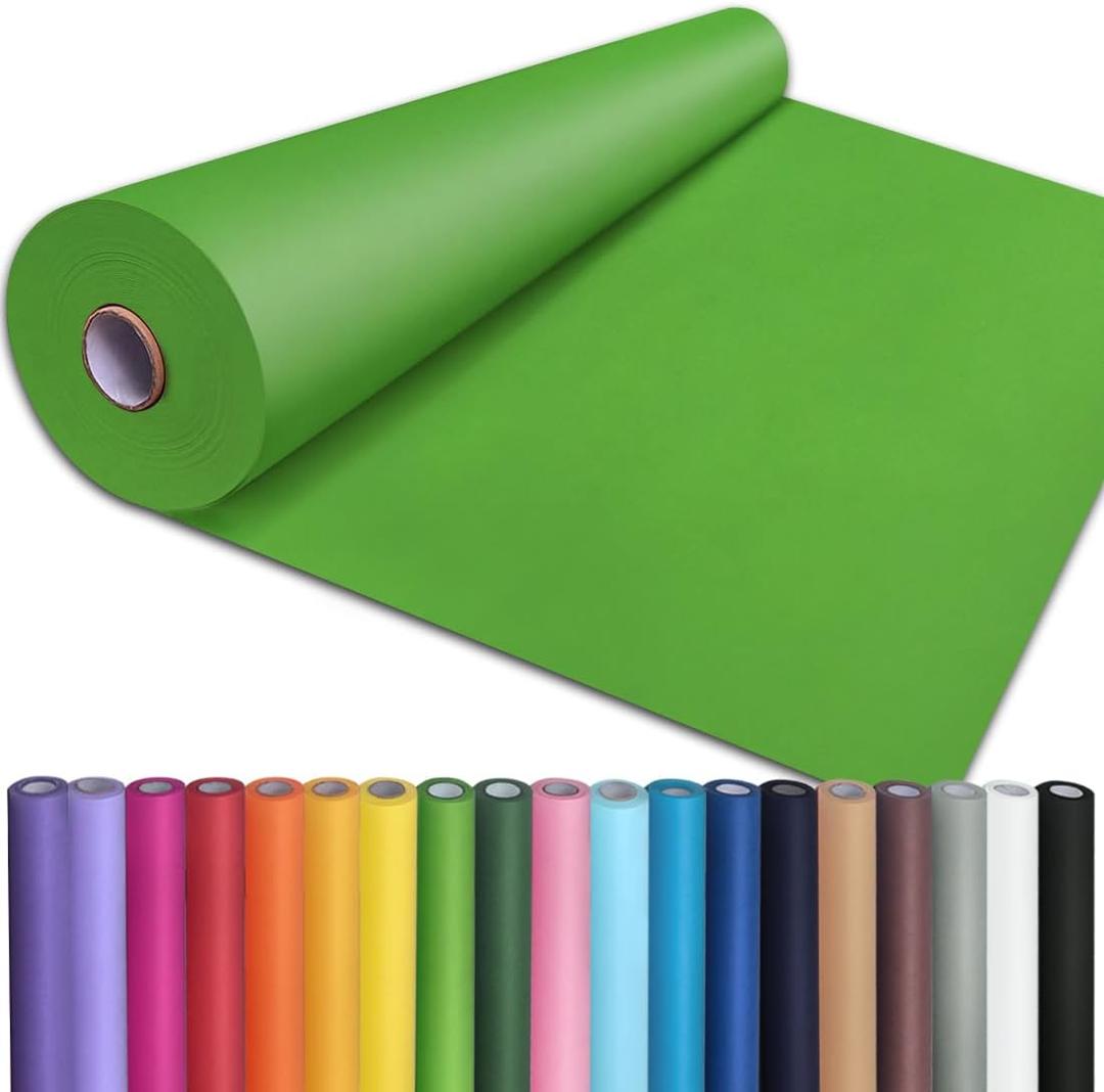PerkHomy 24" x 2,400" (200') Medium Green Kraft Paper Roll for Craft Bulletin Board Paper Art Table Covering Crafting Gift Wrapping Bouquet Packing Parcel 80GSM 55LB (Medium Green, 24" x 200')