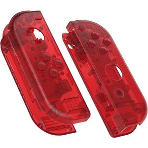 eXtremeRate DIY Replacement Shell Buttons for Nintendo Switch & Switch OLED, Transparent Clear Red Custom Housing Case with Full Set Button for Joycon Handheld Controller - Console Shell NOT Included