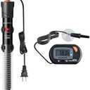 HiTauing Aquarium Heater 25W/50W/100W/200W/300W, Adjustable Knob Fish Tank Heater with Digital Thermometer, Submersible Betta/Turtle Tank Heater for Freshwater and Saltwater Tanks