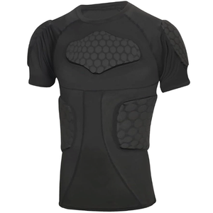 Men's Padded Compression Shirt Football Rib Protectors 6-Pads Chest Protector Padded Shirt Protective Gear for Adult Football Baseball Basketball Softball Rugby-M