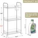 SPACEKEEPER 3 Tier Acrylic Storage Rolling Cart Clear Bathroom Cart Organizer, Transparency Laundry Room Organization Mobile Shelving Unit Multifunction Rolling Utility Cart for Office Living Room