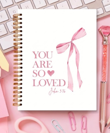 Bible Journal Notebook for Women Girls, Pink Bow Coquette Notebook, Christian Notebook for Women, Notebook for Bible Notes, Bible Journal Notebooks for Note Taking 