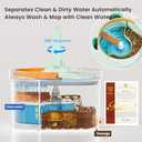 Spin Mop and Bucket with 4 Microfibra Replaceable Mop Pads, Self Separation Dirty and Clean Water System Self Wringing 360 Rotating Square Mop-Head (1 Bucket + 52'' Mop + 4 Microfibra Pads)