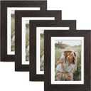 5x7 Picture Frame with Mat for 4x6, Distressed Black Wood Grain 5 x 7 Gallery Wall Picture Frames for Tabletop or Wall Mounting(4 Pack, Black) (5x7 - 4 pack)