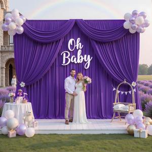 10FTx12FT Purple Backdrop Curtains for Weddings, Birthdays and Photography | 2 Panels 5x12 ft,Wrinkle-Free,Premium Polyester Drapes, Silky Washable, 4 in Rod Pocket for Baby Shower and Receptions, W5' x H12'