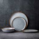 AmorArc Ceramic Cereal Bowls Set of 6, 24 oz Handmade Stoneware Bowls Set for Cereal Soup Salad, Stylish Kitchen bowls for Meal, Dishwasher & Microwave Safe, Reactive Glaze Gray Blue